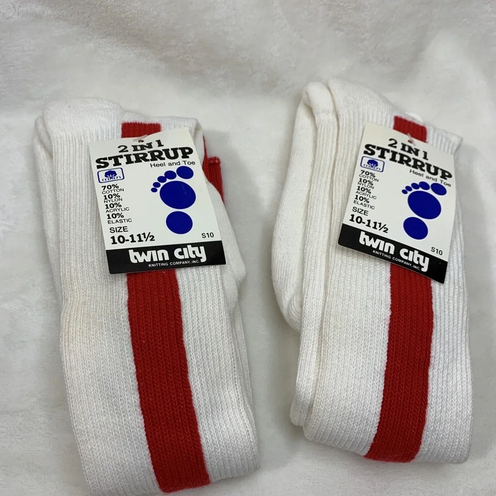 Lot Of 2 New Twin City Baseball Softball 2N1 Red White Stirrup Socks Size 10-11
